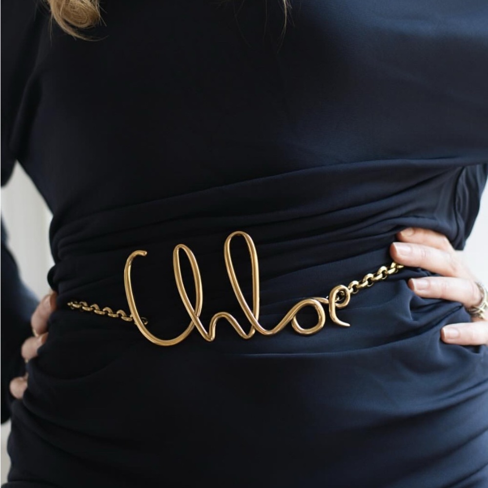 Gold Script Logo Chain Belt - Picture 3 of 5